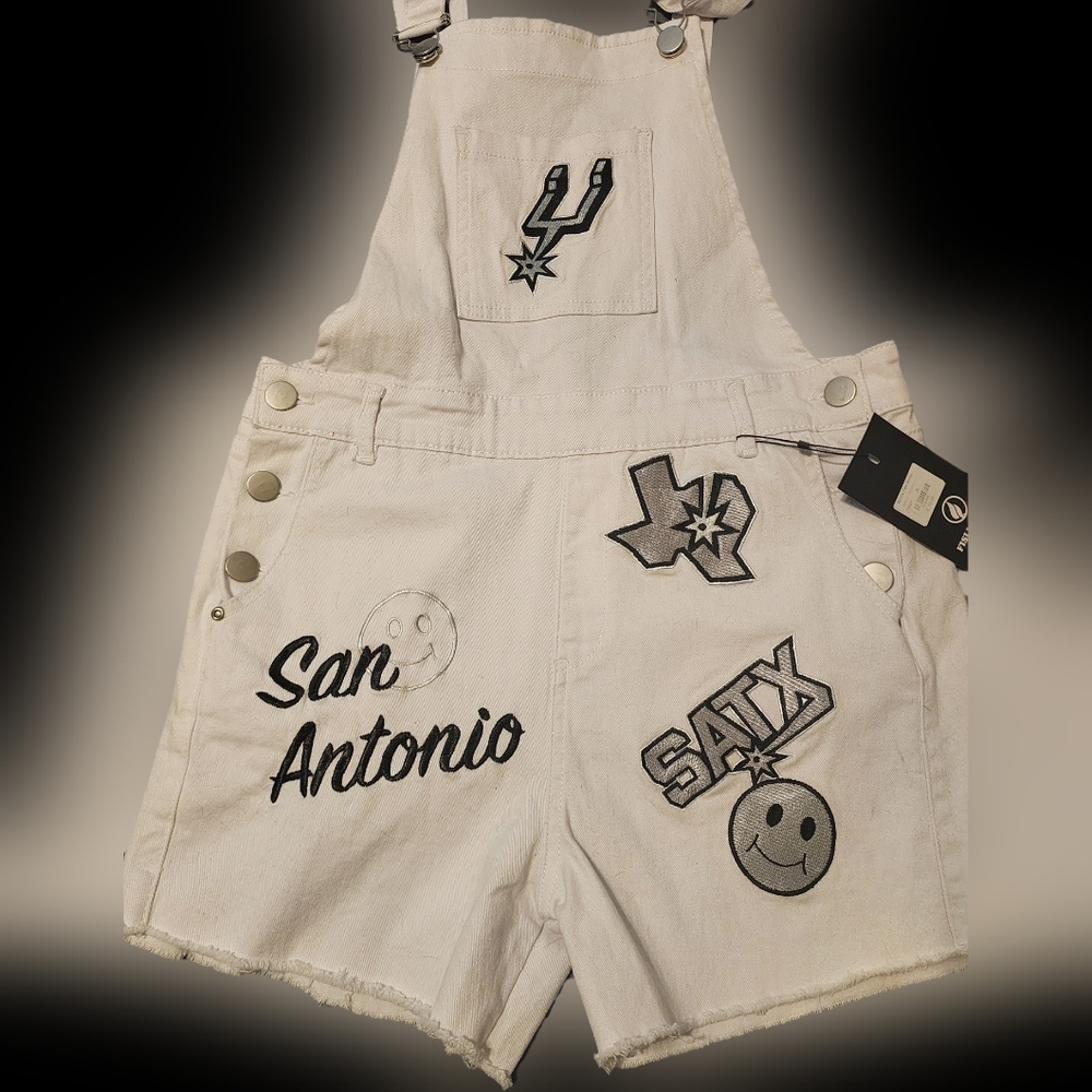 San Antonio Spurs white jean overalls XL